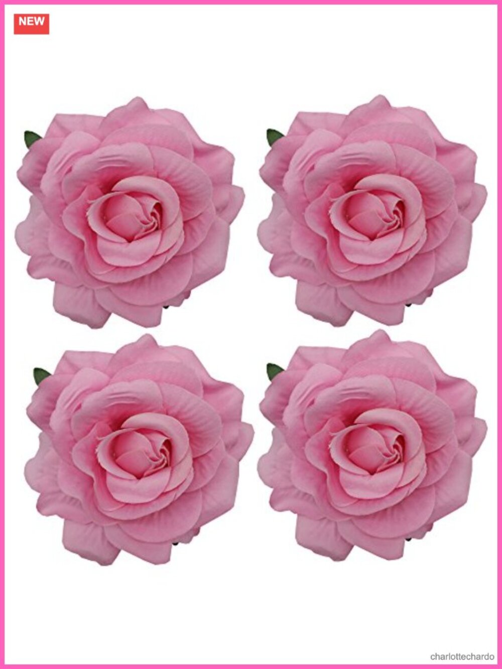 Handmade Satin Fabric Rose Hair Clips Brooch Pin Set 4pc Flamenco